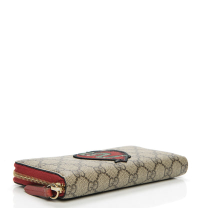 Gucci GG Supreme Monogram Kingsnake Heart Embroidered Zip Around Wallet Red 4 of 8