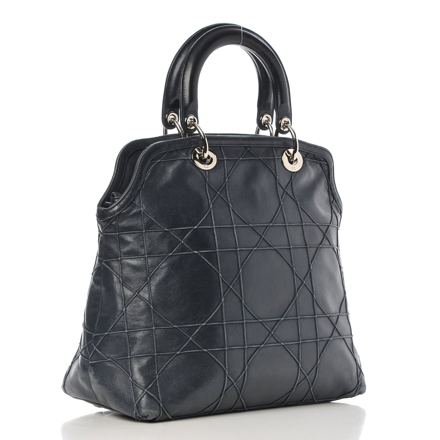 Lambskin Cannage Medium Granville Tote Navy Blue