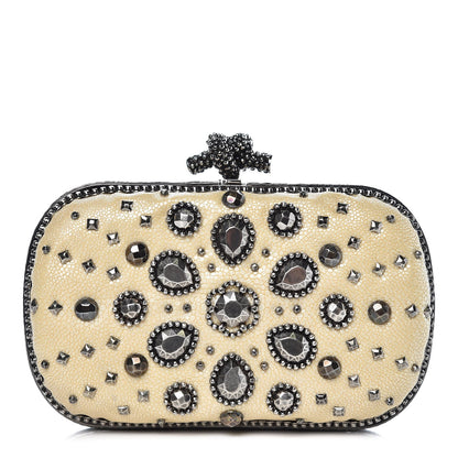 Bottega Veneta Galuchat Studded Knot Clutch Mineral 1 of 6