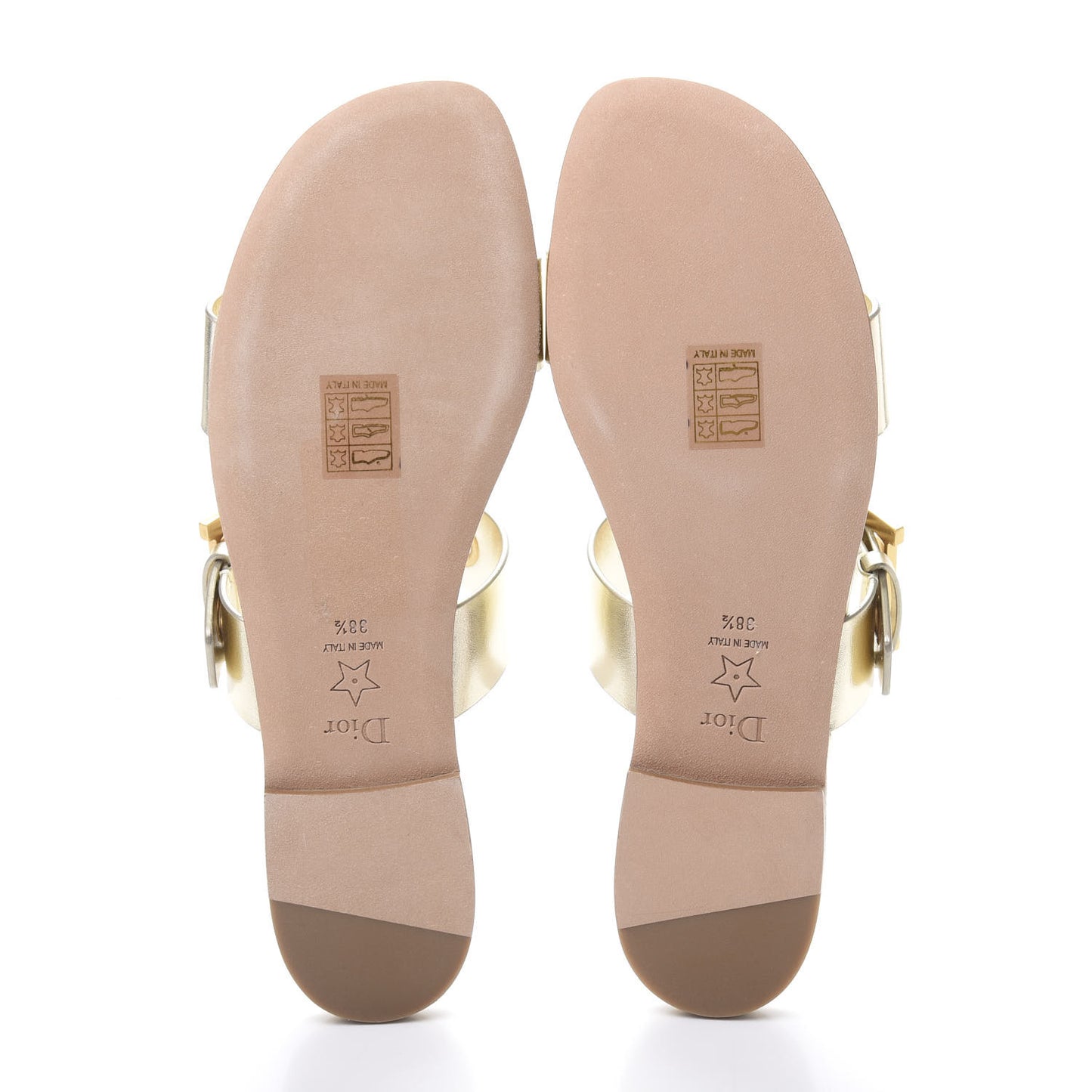 Laminated Calfskin D-Dior Sandal 38.5 Pale Gold