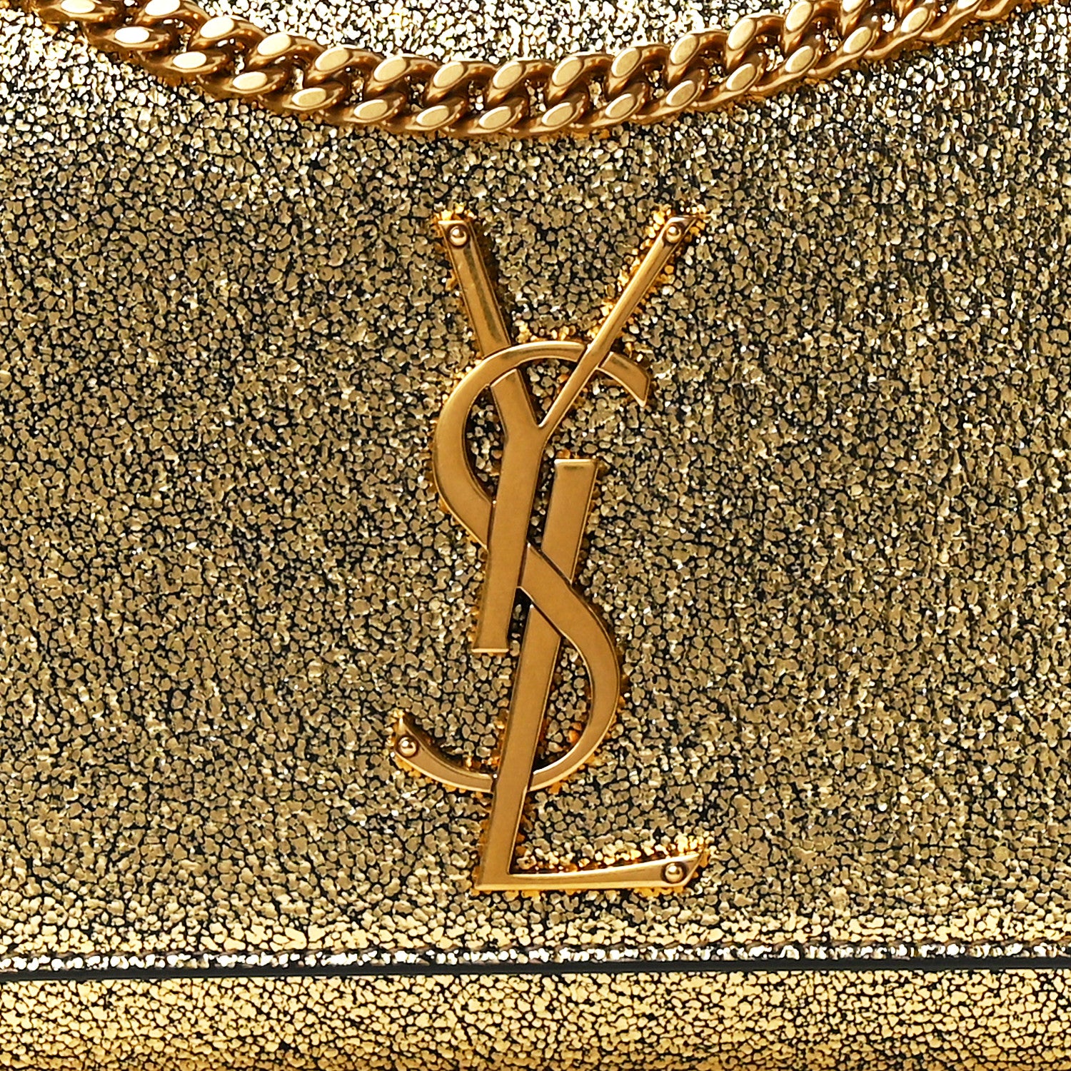 Saint Laurent Metallic Calfskin Small Classic Monogram Kate Satchel Oro 8 of 11