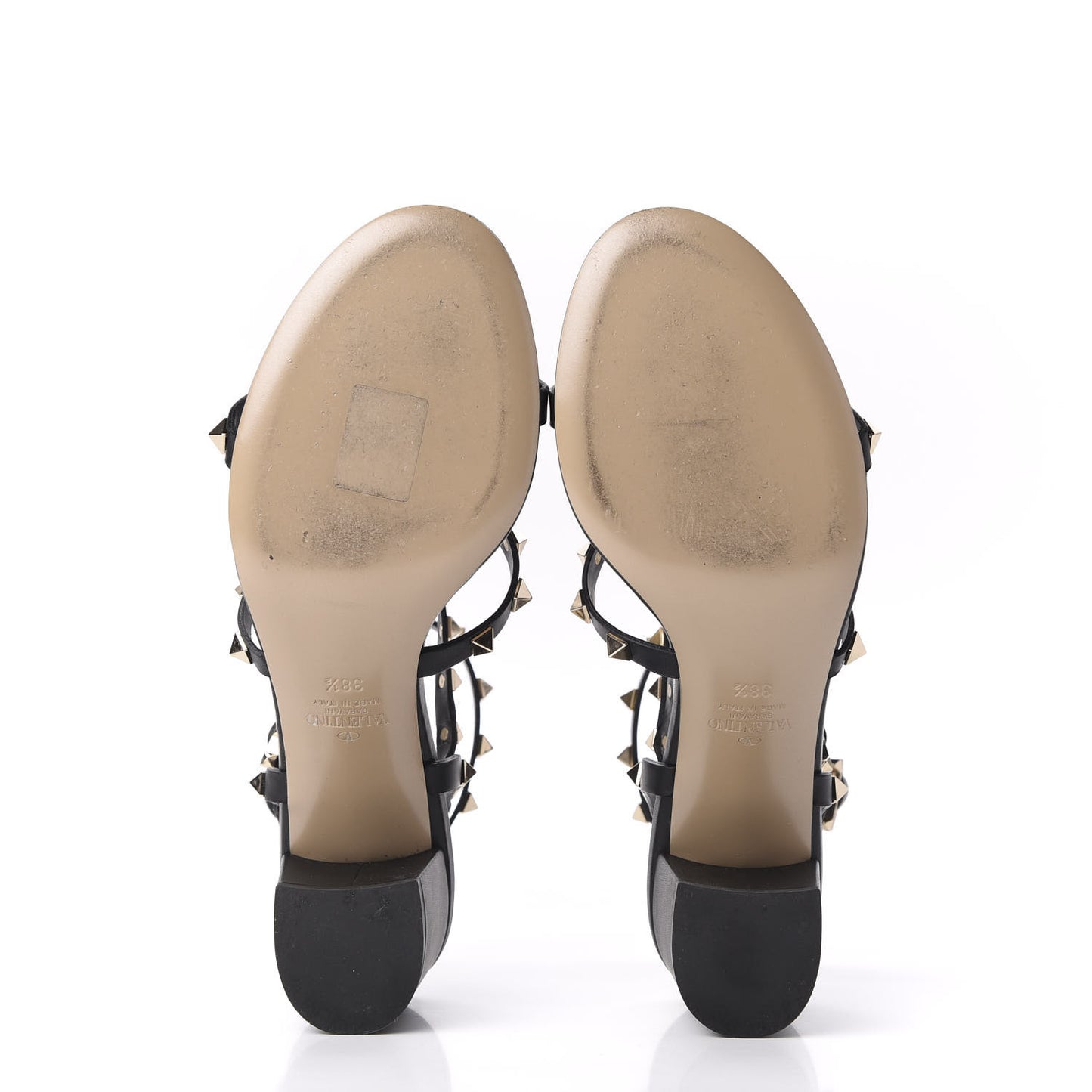 Calfskin Rockstud 60mm City Sandals 38.5 Black