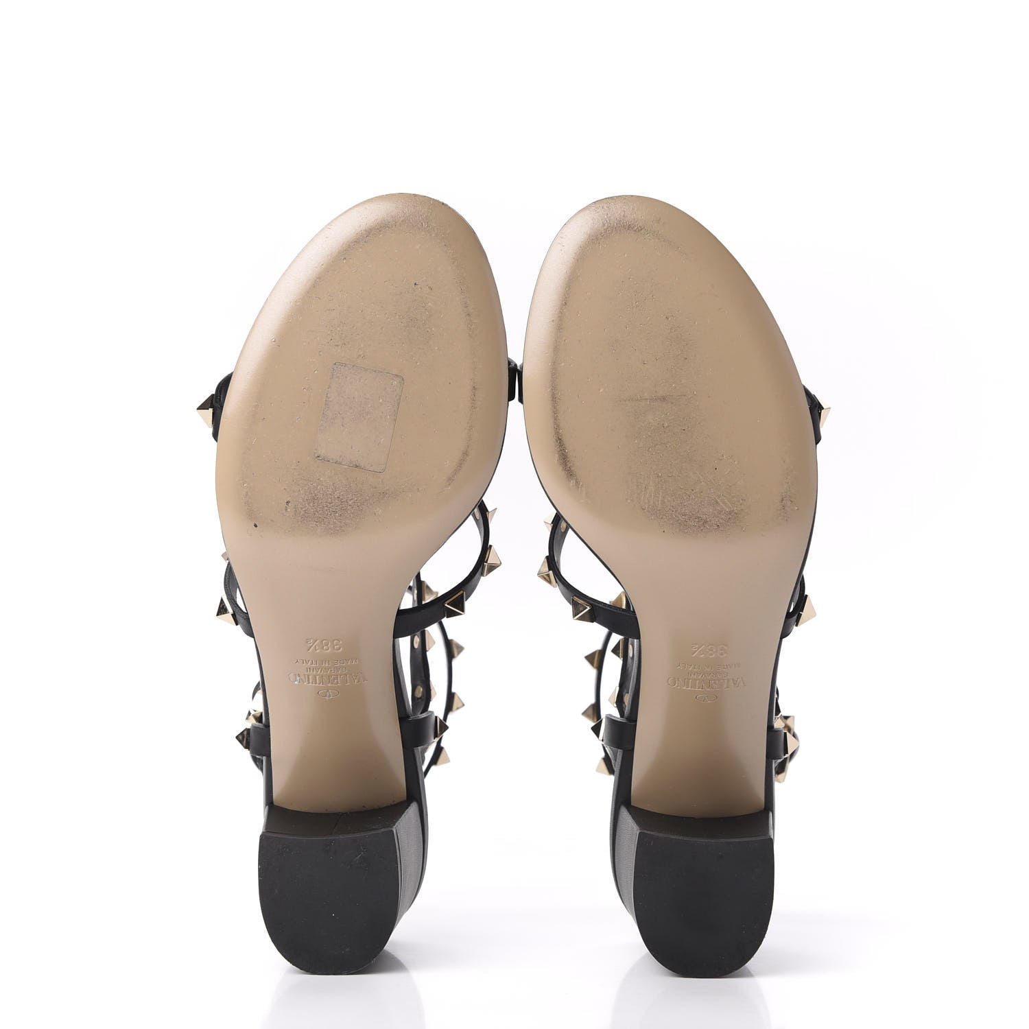 Valentino Garavani Calfskin Rockstud 60mm City Sandals 38.5 Black 5 of 10
