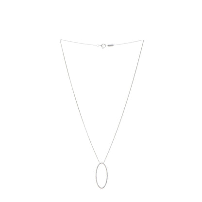 Tiffany 18K White Gold Diamond Metro Oval Pendant Necklace 4 of 8