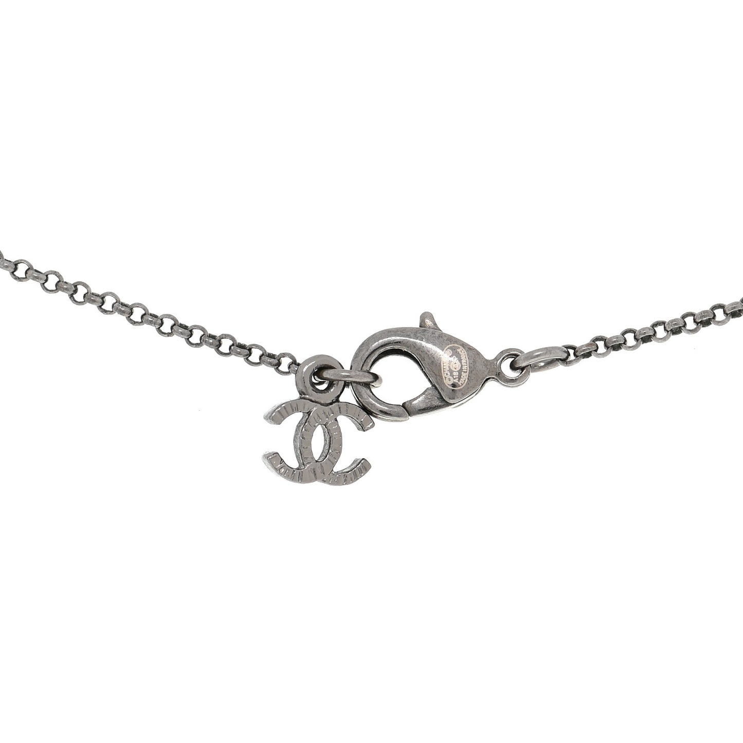 Baguette Crystal Large CC Necklace Silver