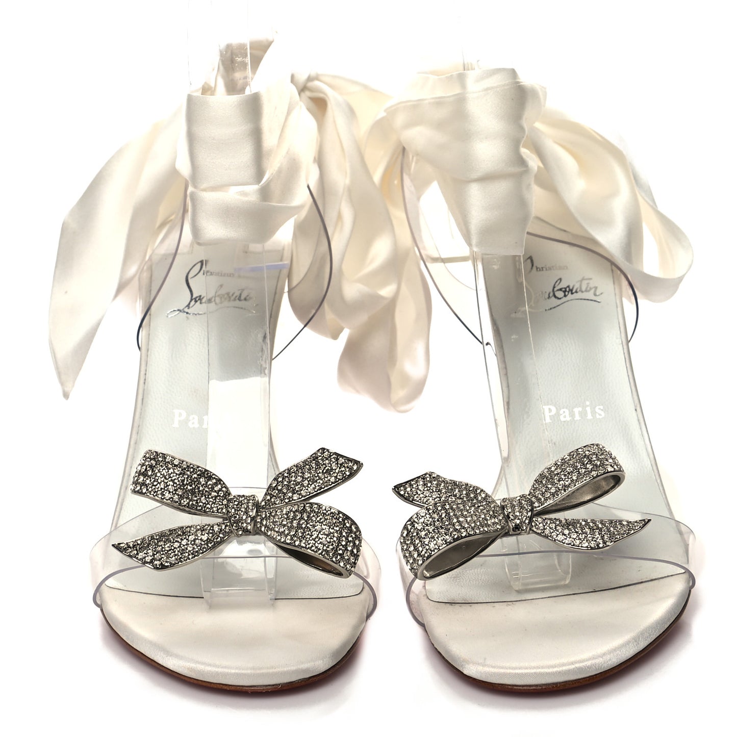 Satin Crystal PVC Astrinodo 100 Sandals 38 Ivory