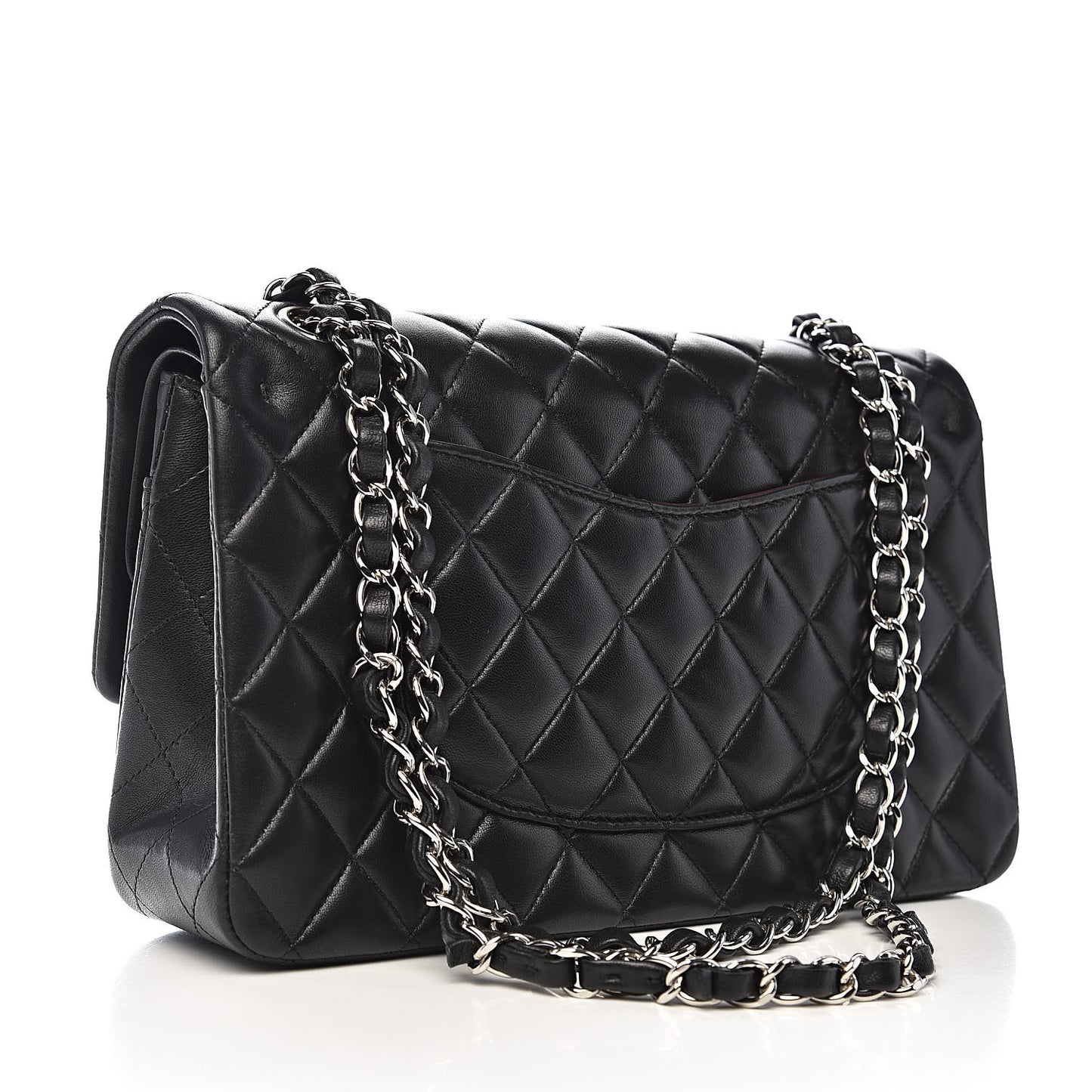 Lambskin Quilted Medium Double Flap Black