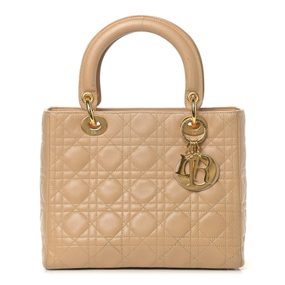 Christian Dior Lambskin Cannage Medium Lady Dior Beige 1 of 9
