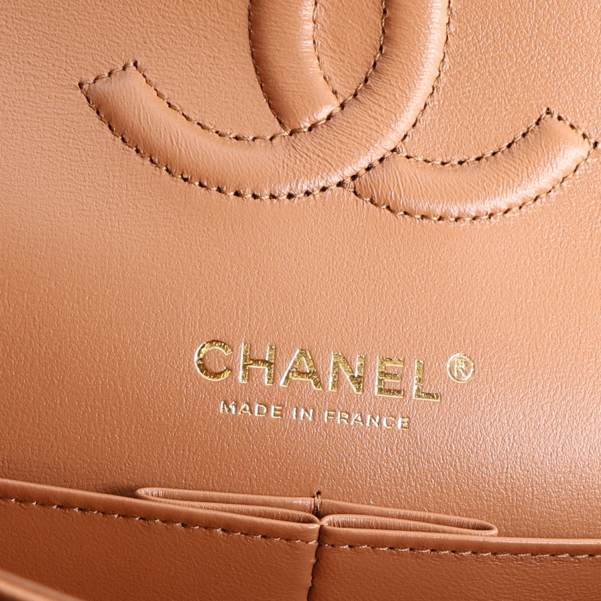 Chanel Caviar Quilted Medium Double Flap Light Brown 6 of 11