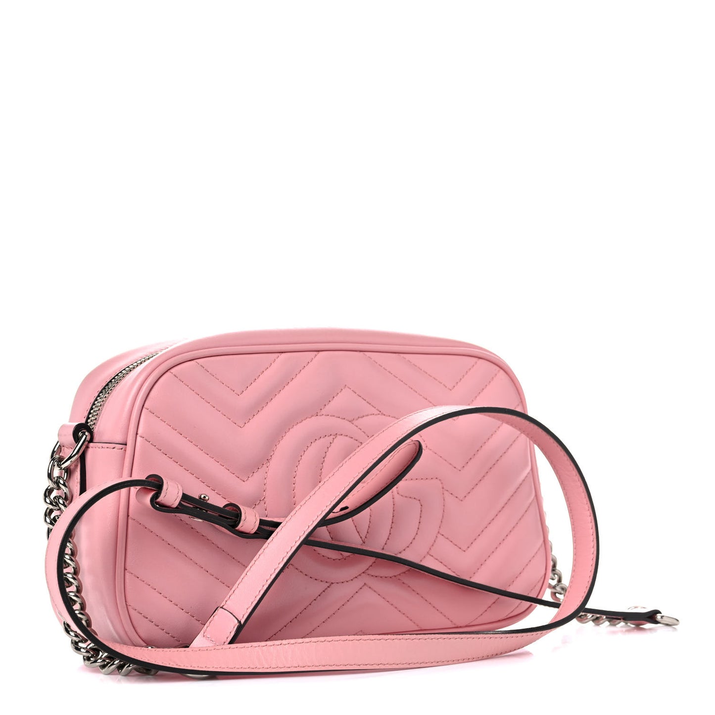 Calfskin Matelasse Small GG Marmont Chain Shoulder Bag Wild Rose