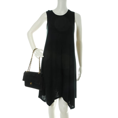 Chanel Suede Chevron Medium Double Flap Bag Black 2 of 9