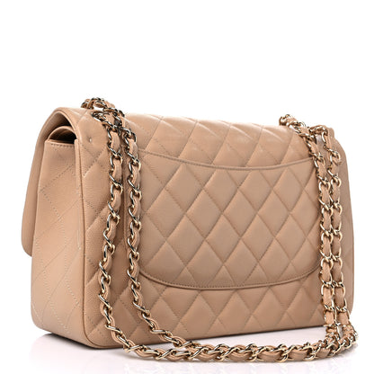 Chanel Caviar Quilted Jumbo Double Flap Beige 3 of 9