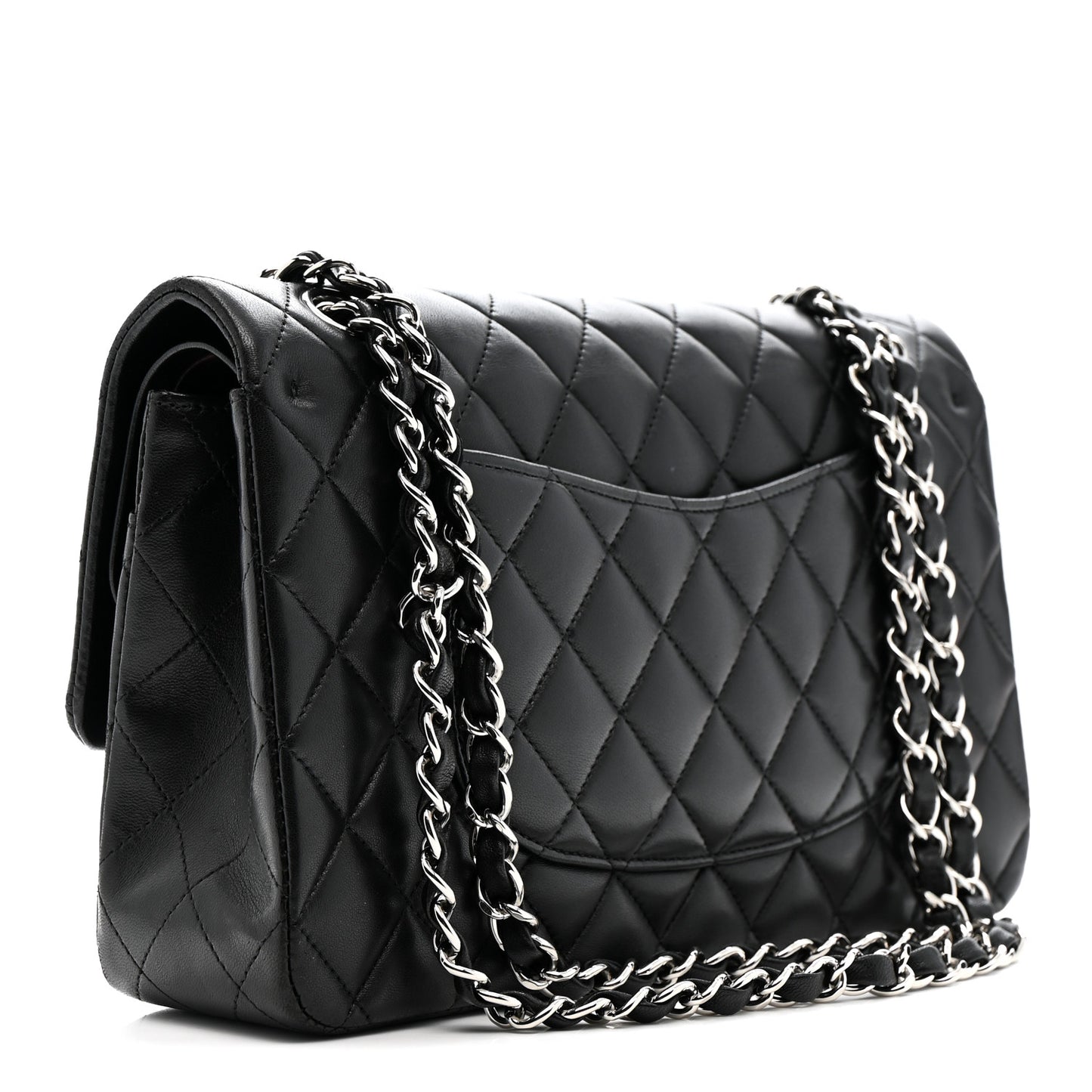 Lambskin Quilted Medium Double Flap Black