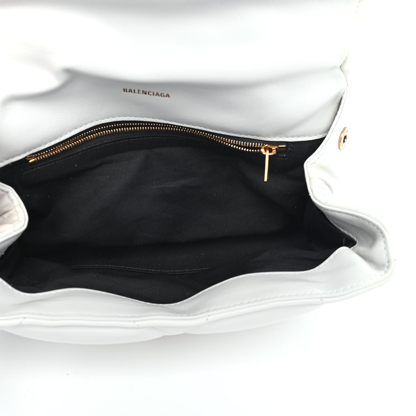 Nappa Calfskin Quilted Touch B Puffy Clutch White