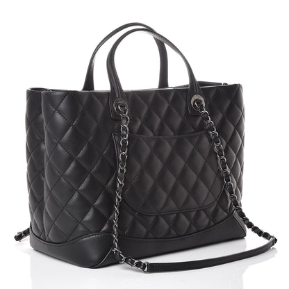 Chanel Calfskin Quilted Small Easy Shopping Tote Black 3 of 7