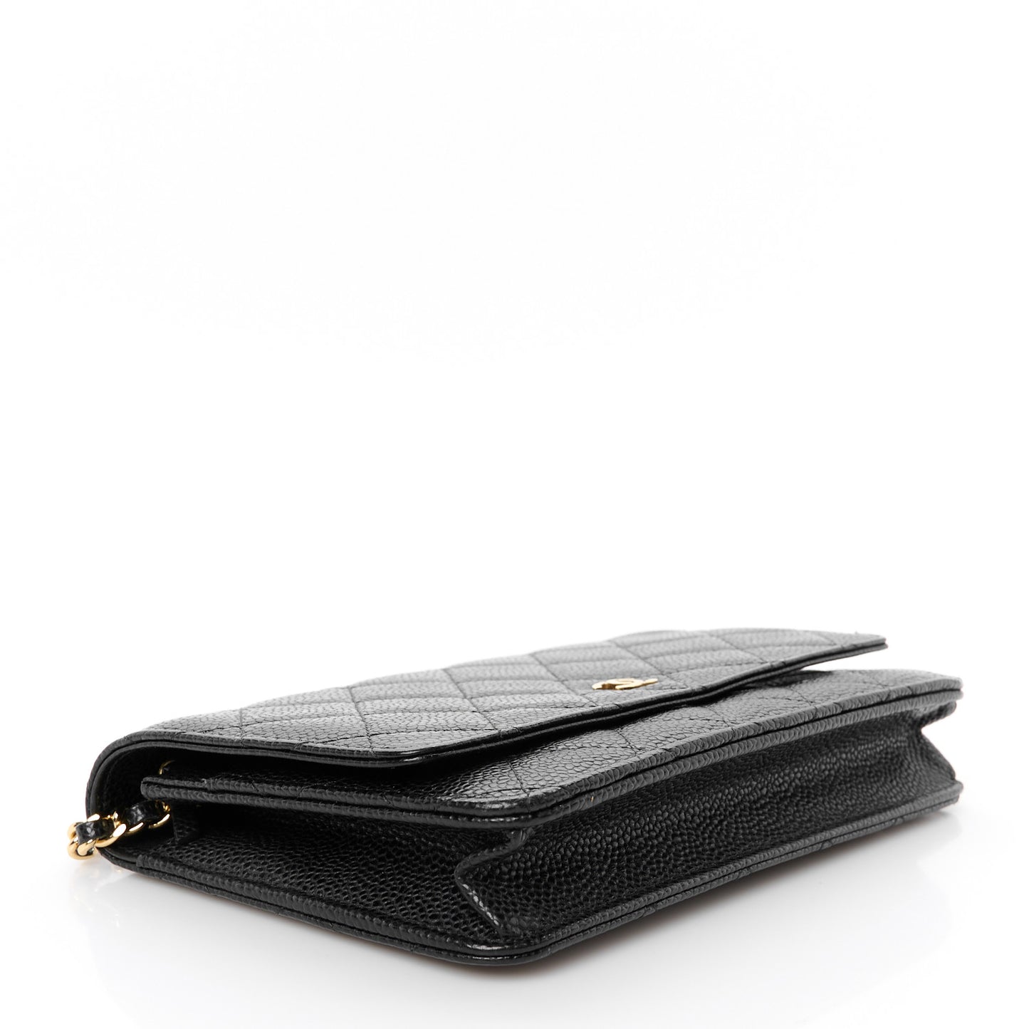 Caviar Quilted Wallet on Chain WOC Black