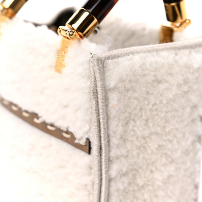 Fendi Shearling Vitello King Plexiglass Logo Mini Fendi Sunshine Shopper Tote White 14 of 14