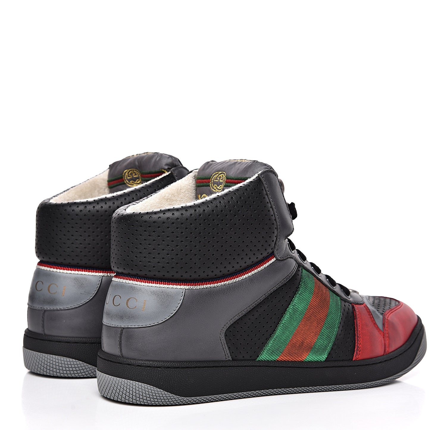 Miro Soft Calfskin Web Mens Screener High Top Sneakers 8 Light Hibiscus Red Black Foggy Grey