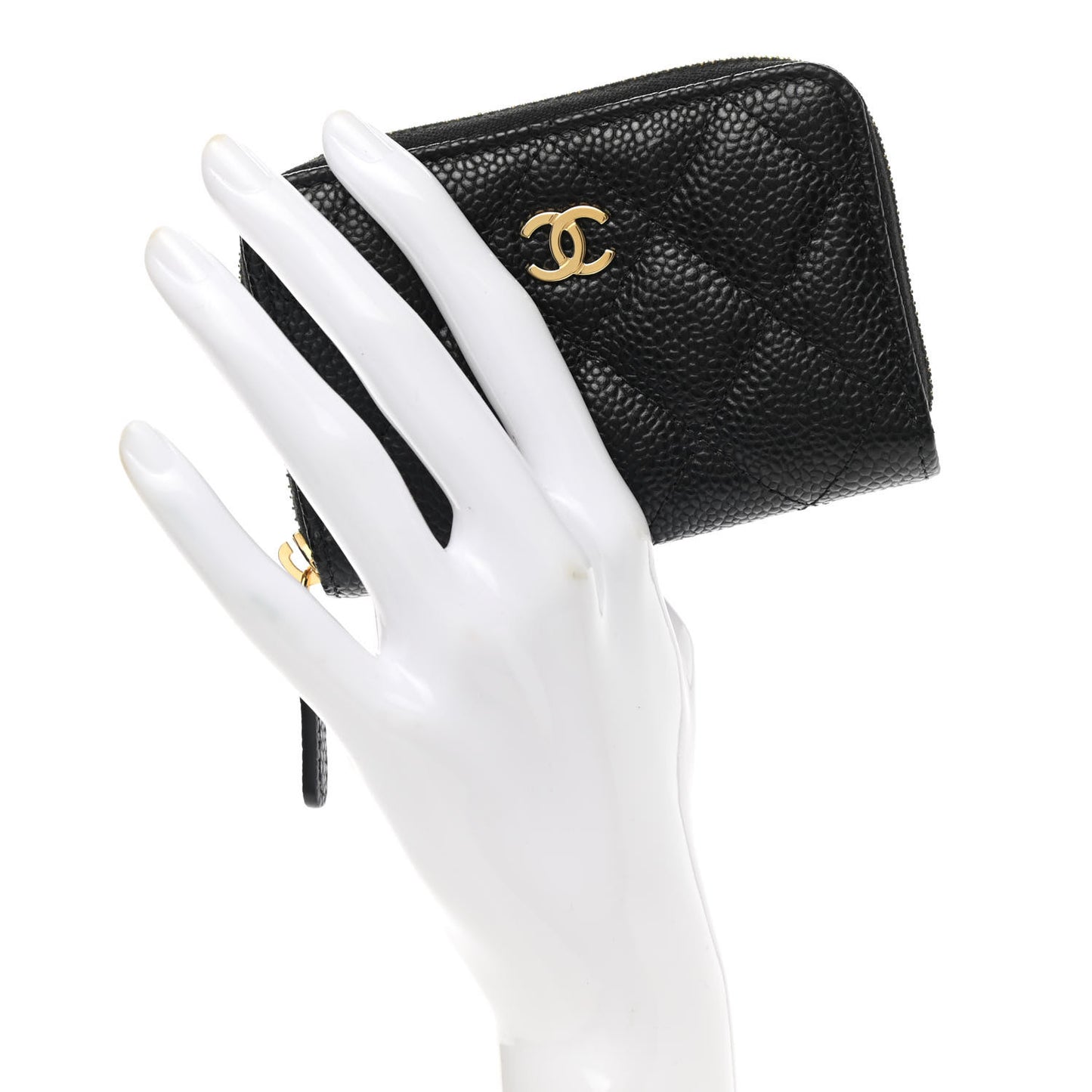 Caviar Quilted Zip Coin Purse Black