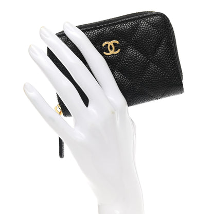 Chanel Caviar Quilted Zip Coin Purse Black 2 of 7