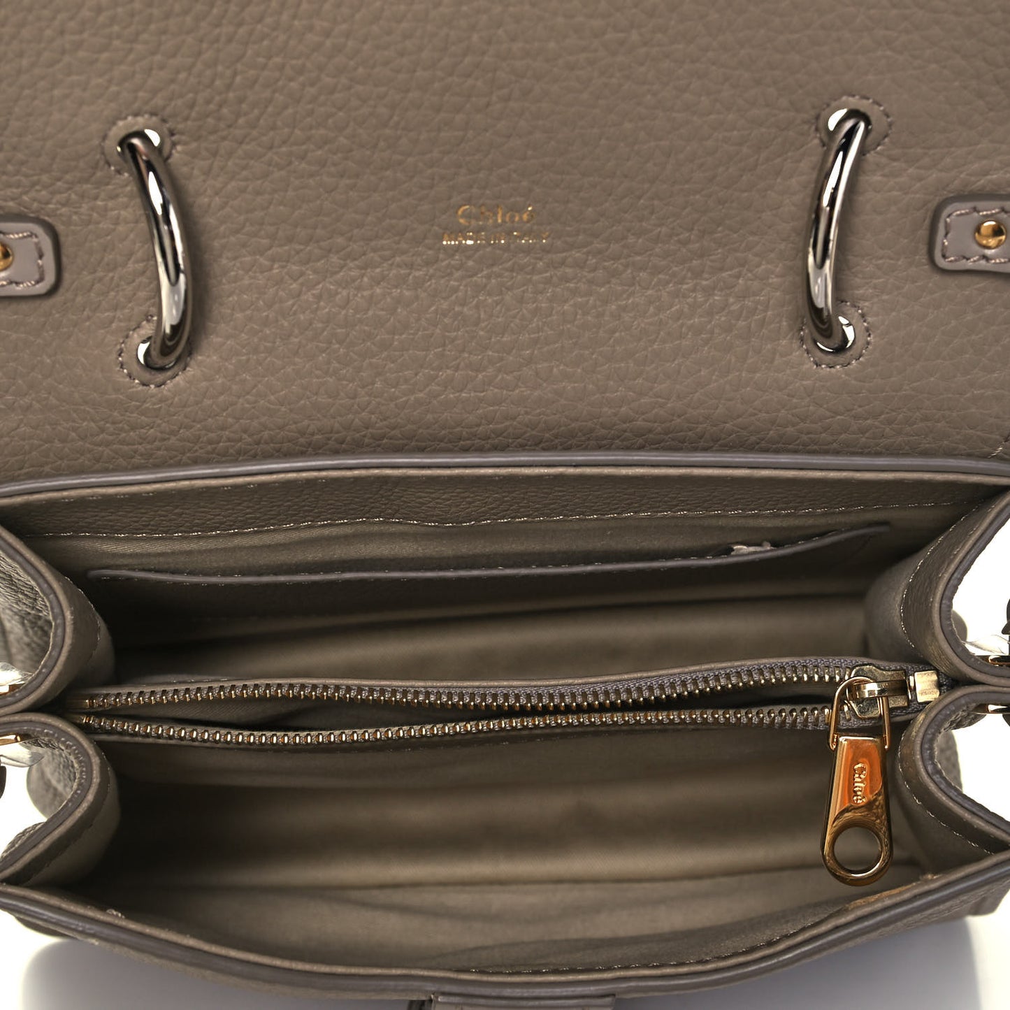 Shiny Grained Calfskin Small Aby Day Shoulder Bag Motty Grey