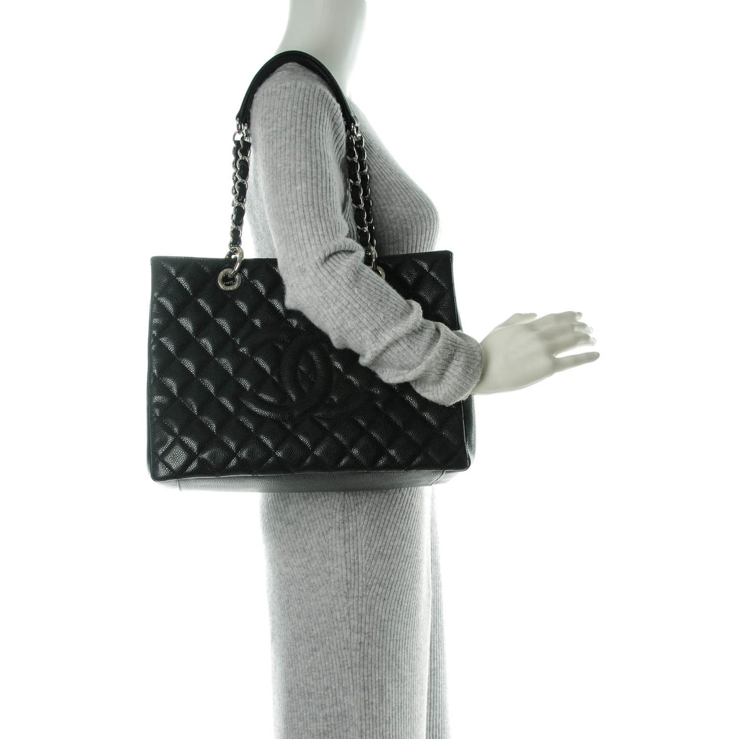 Caviar Quilted Grand Shopping Tote GST Black