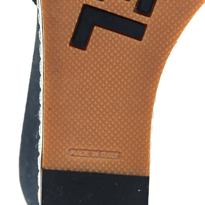 Chanel Canvas Camellia Wedge Sandals 38.5 Navy 6 of 10