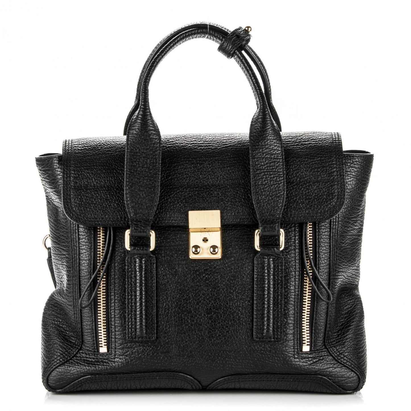 3.1 Textured Calfskin Medium Pashli Satchel Black