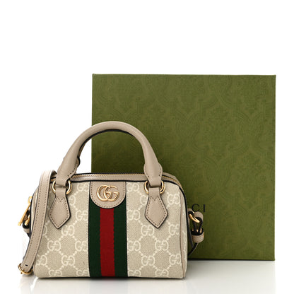 Gucci GG Supreme Monogram Textured Dollar Calfskin Web Super Mini Ophidia Top Handle Bowler Bag Beige Mystic White Oatmeal 13 of 13