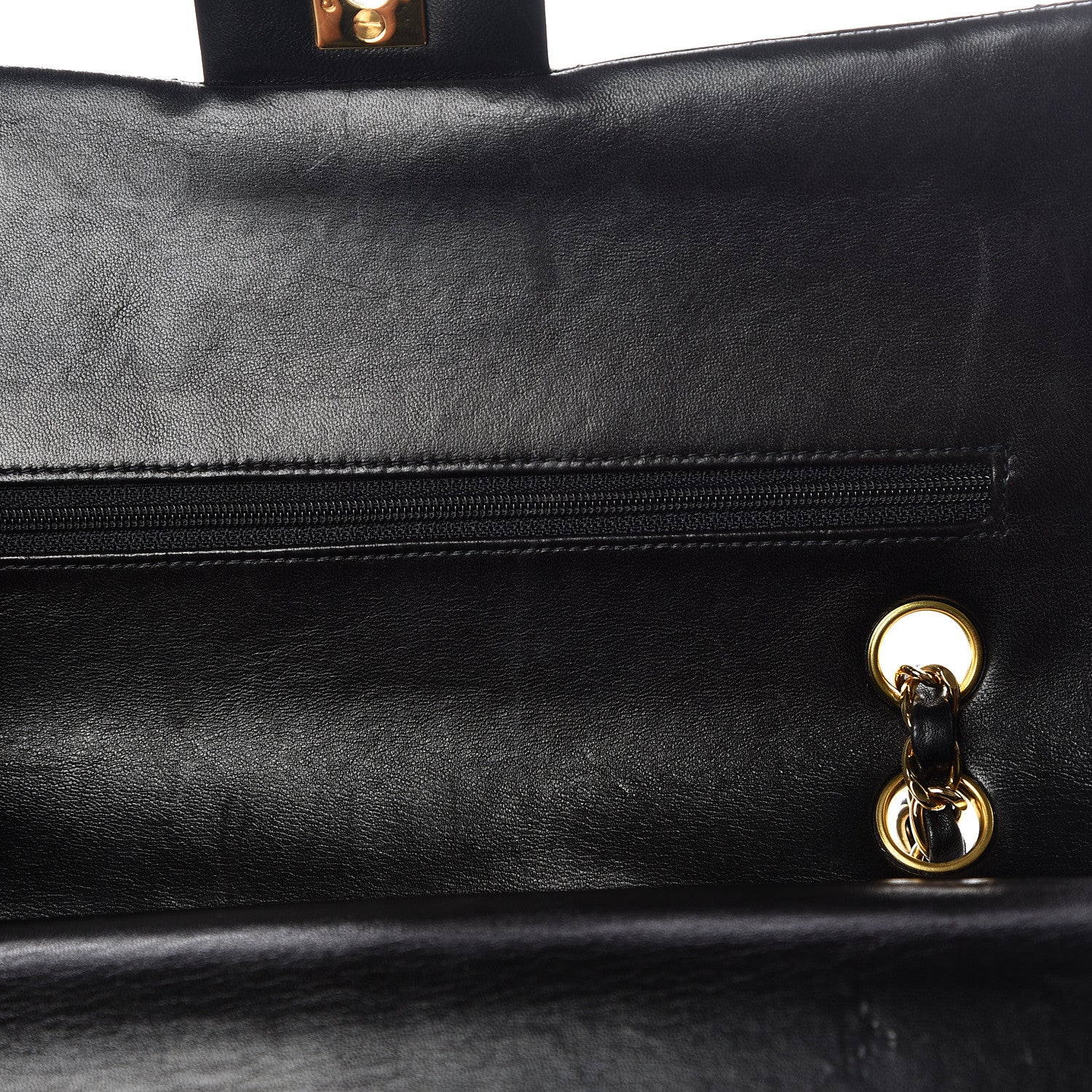 Chanel Lambskin Quilted Medium Double Flap Black 13 of 17