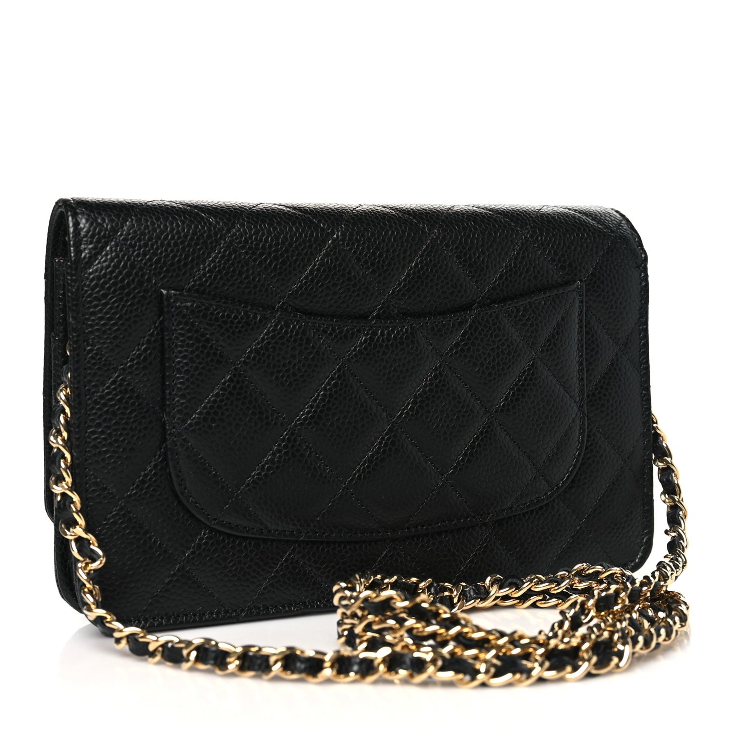Caviar Quilted Wallet on Chain WOC Black