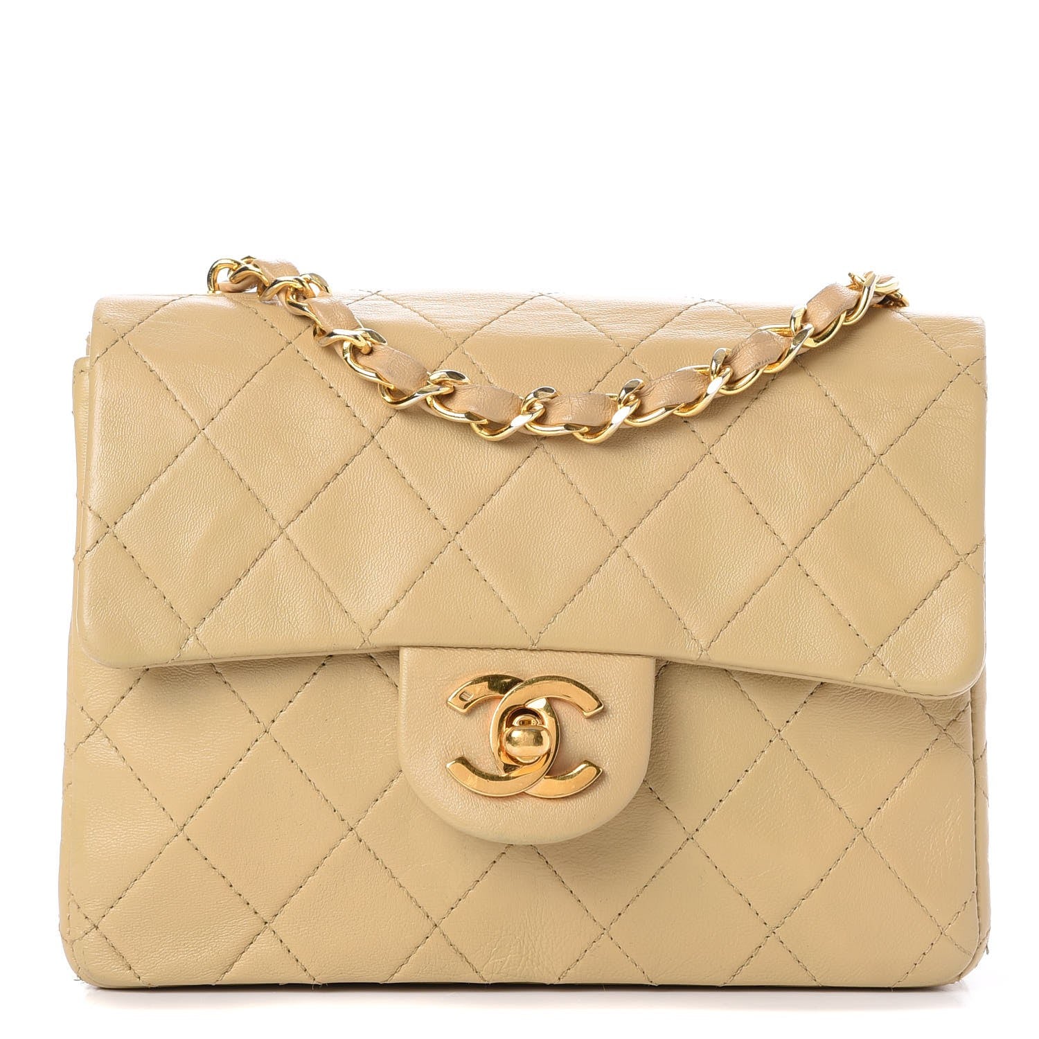 Chanel Lambskin Quilted Mini Square Flap Beige 1 of 8
