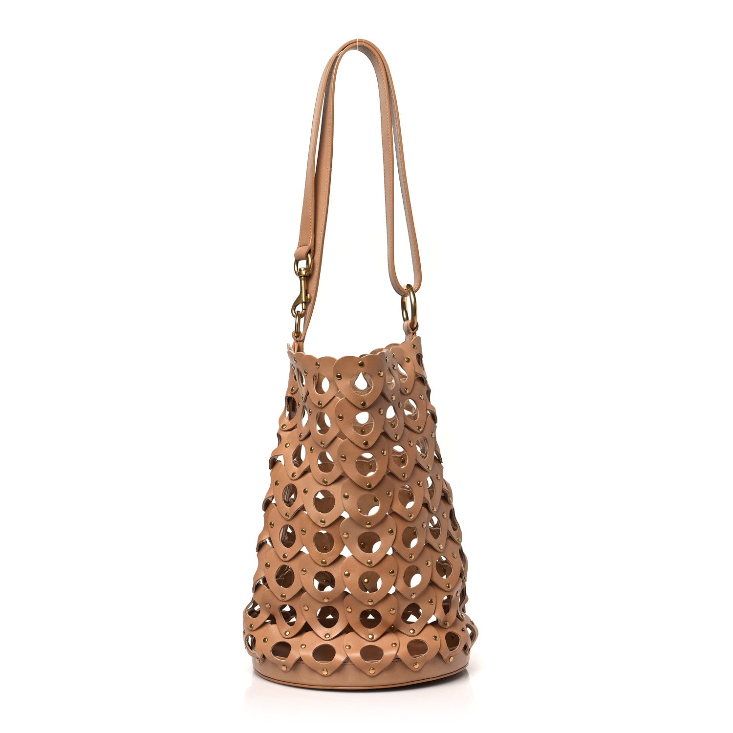 Saint Laurent Vegetable Tanned Calfskin Studded Seau Coeur Bucket Bag Vintage Brown 1 of 9