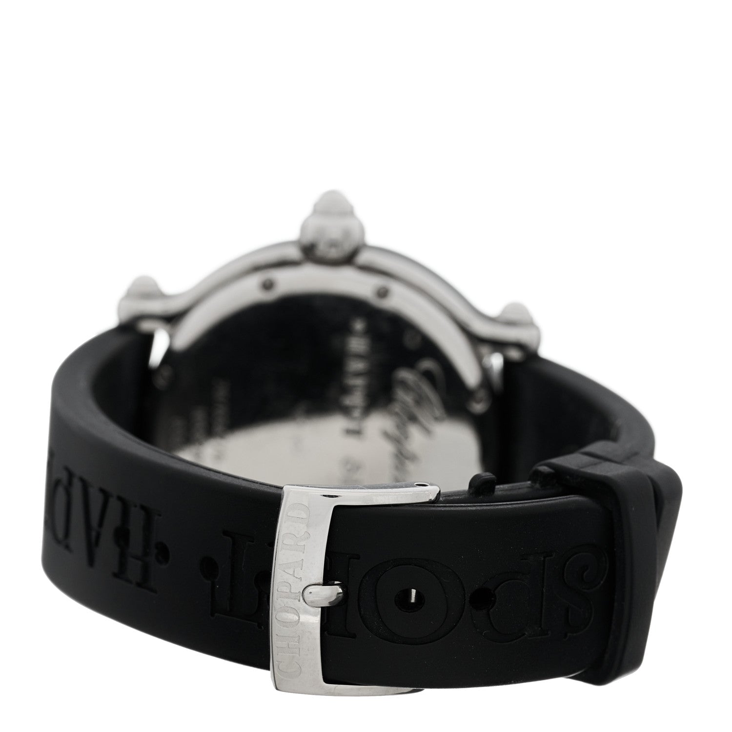 Chopard Stainless Steel Rubber Ruby Yellow Blue Sapphire 38mm Happy Sport Fish Quartz Watch Black 3 of 4