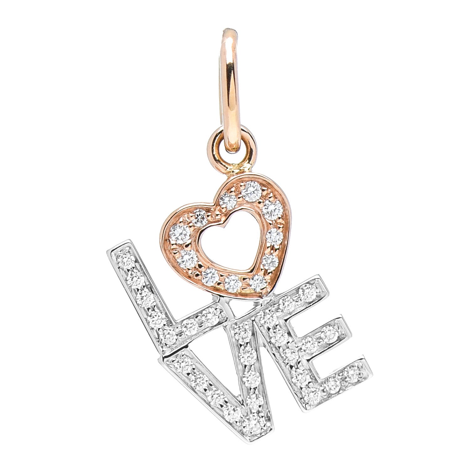 Tiffany 18K Rose White Gold Diamond Love Charm 1 of 3