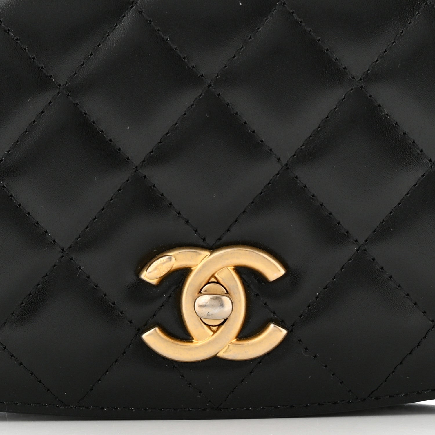 Chanel Shiny Calfskin Quilted Suede Goatskin Belt Bag Black 8 of 10