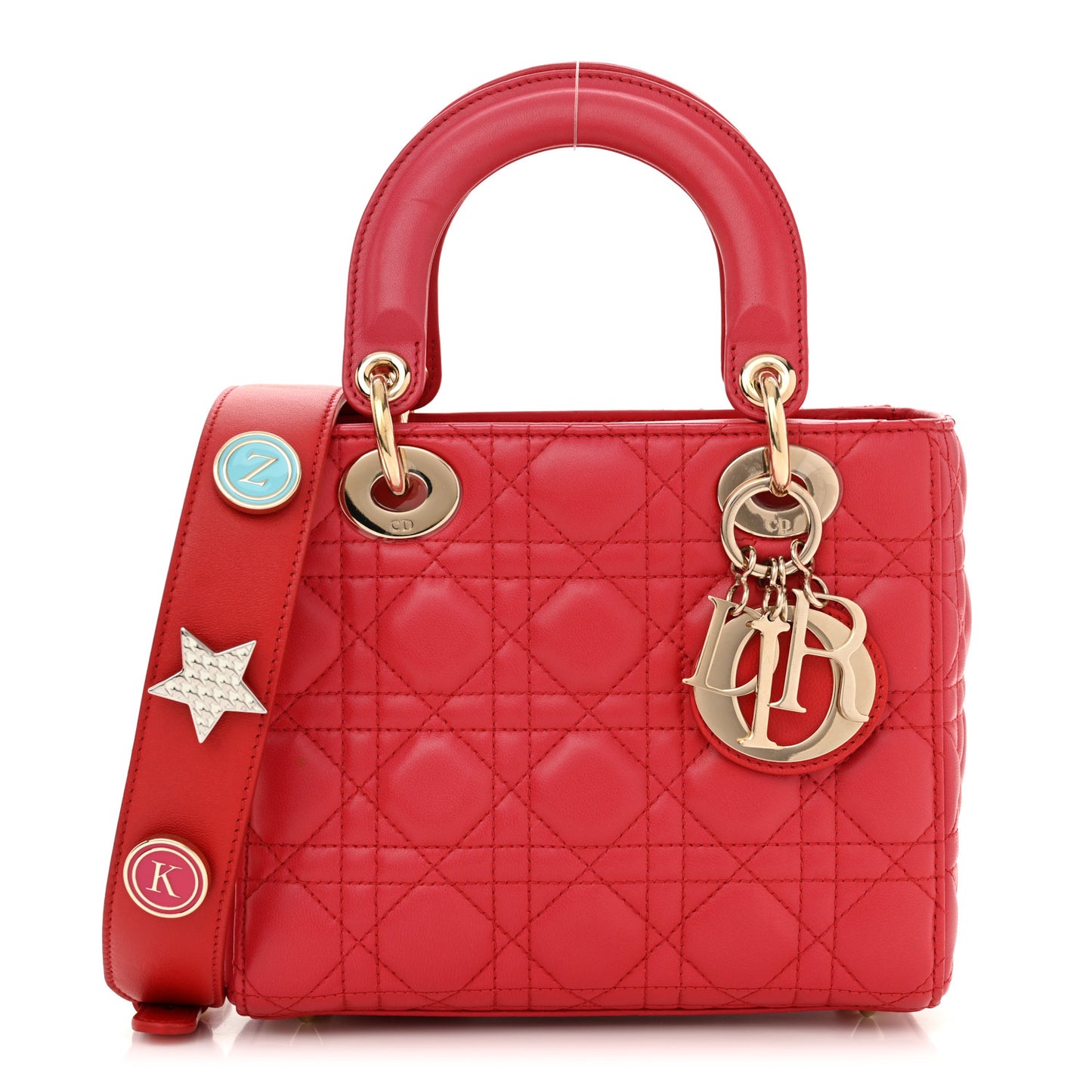 Lambskin Cannage Small Lucky Badges My Lady Dior Warm Fuschia