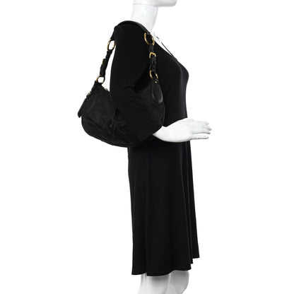 Prada Tessuto Nylon Pleated Shoulder Bag Black 2 of 17