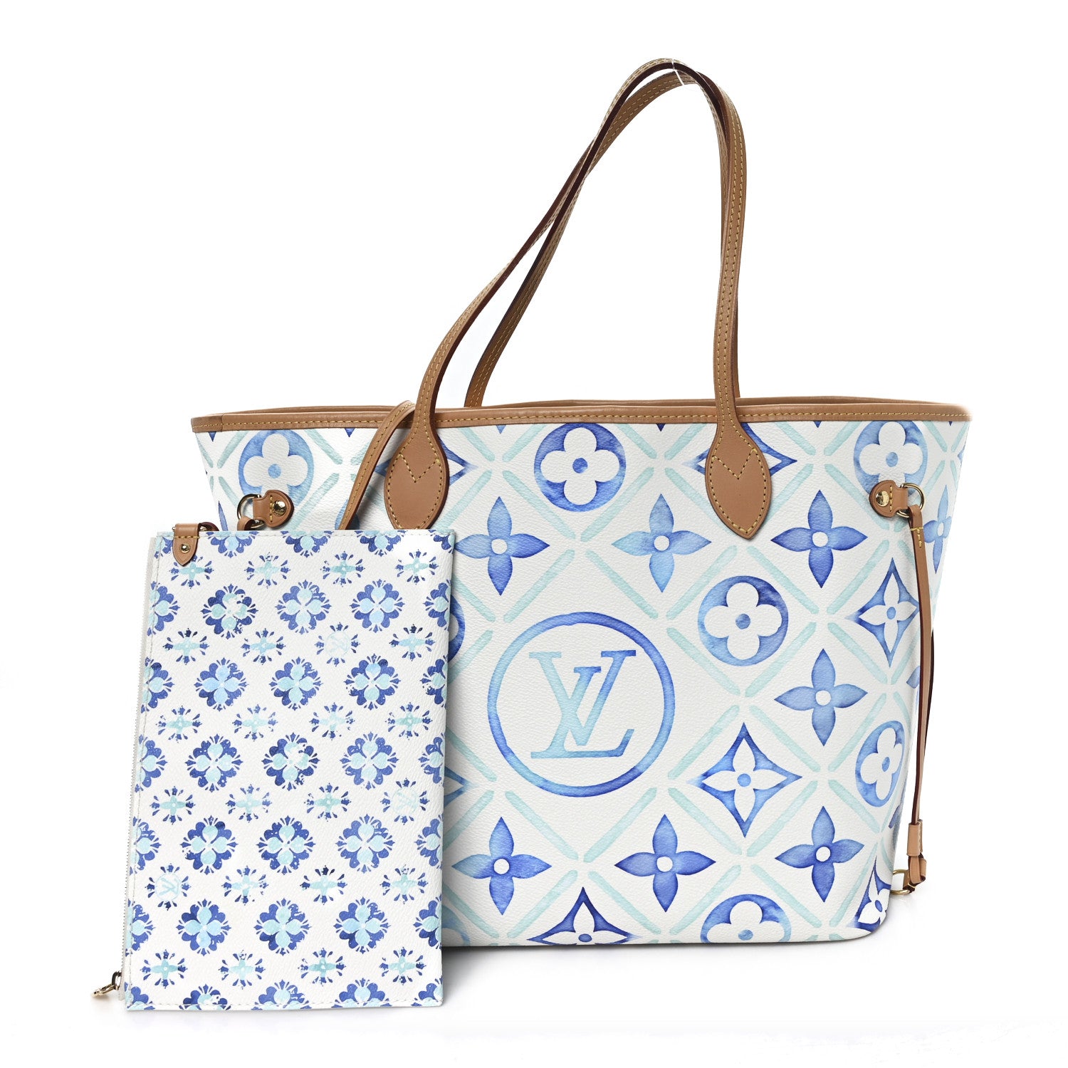 Louis Vuitton Monogram Tiles By The Pool 2.0 Neverfull MM Lagoon Blue 3 of 12