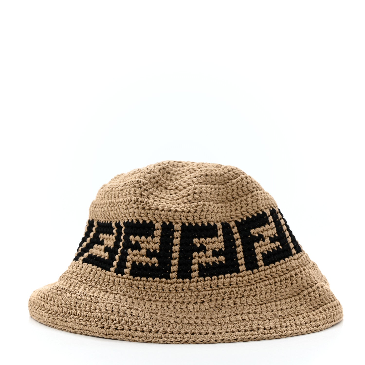 Fendi Cotton FF Woven Bucket Hat L Naturale Black 6 of 10