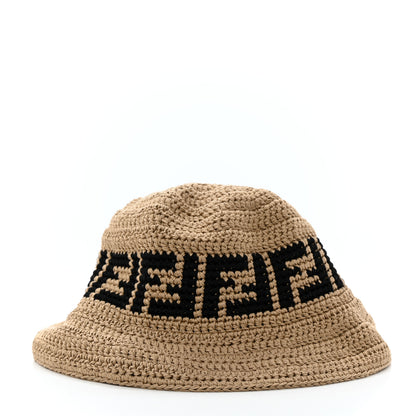 Fendi Cotton FF Woven Bucket Hat L Naturale Black 6 of 10