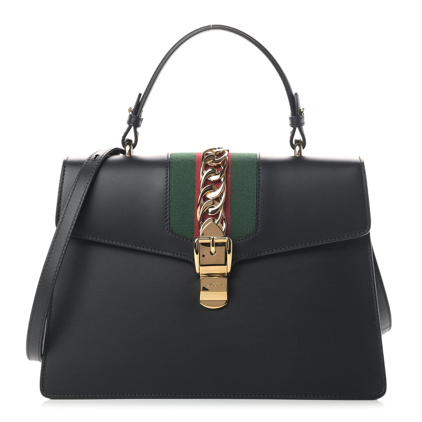 Calfskin Medium Sylvie Top Handle Bag Black