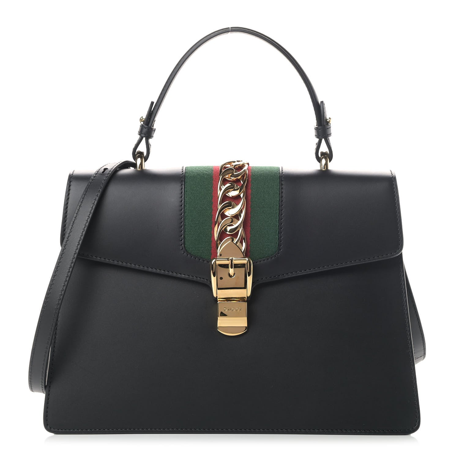 Gucci Calfskin Medium Sylvie Top Handle Bag Black 1 of 6
