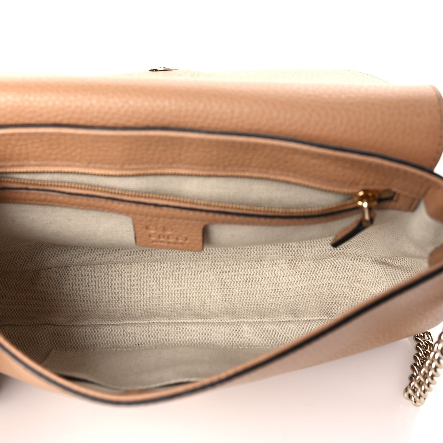 Pebbled Calfskin Medium Soho Flap Crossbody Camelia