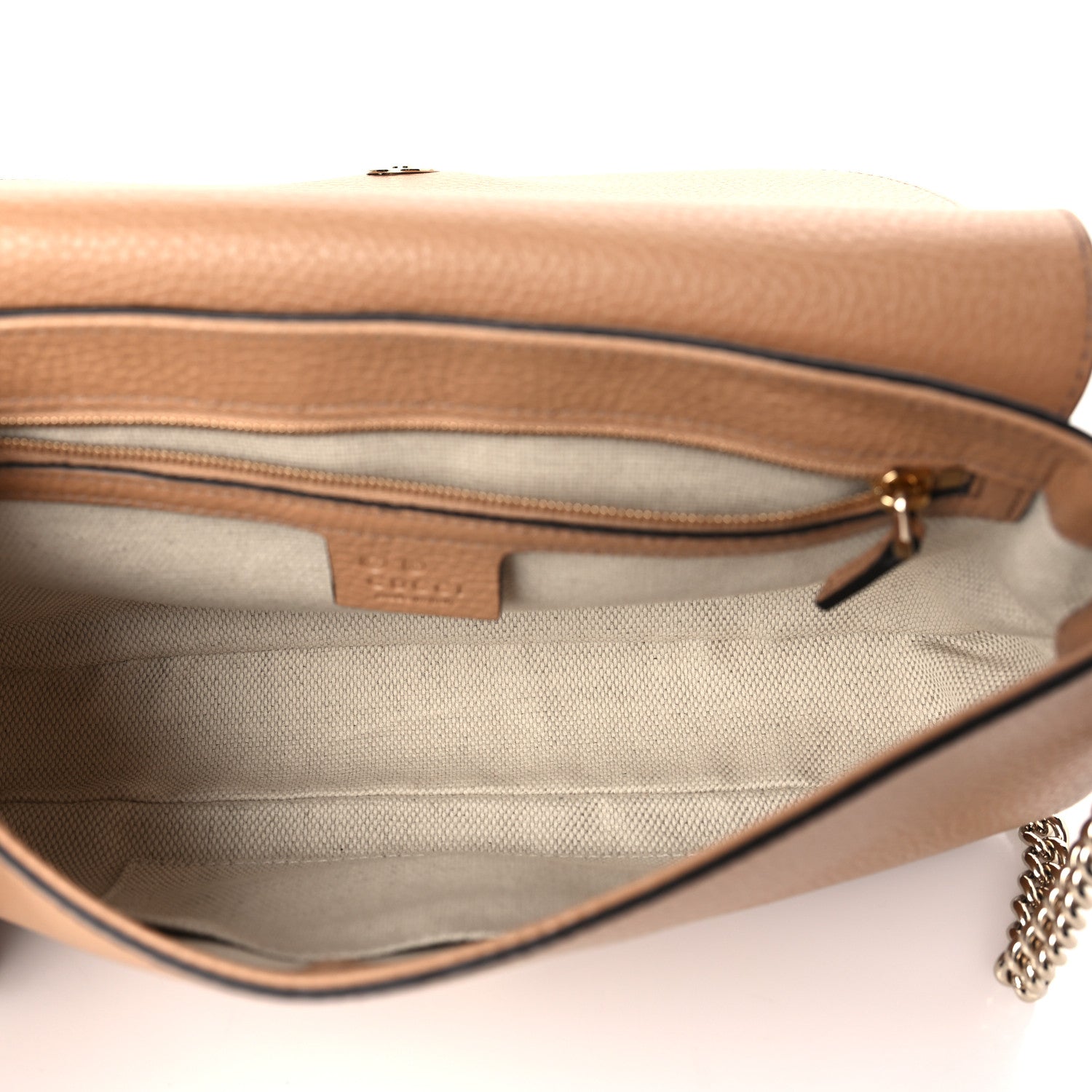 Gucci Pebbled Calfskin Medium Soho Flap Crossbody Camelia 5 of 9
