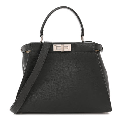 Fendi Cuoio Romano Selleria Bi-Color Medium Peekaboo Iconic Satchel Asfalto Latte 1 of 14