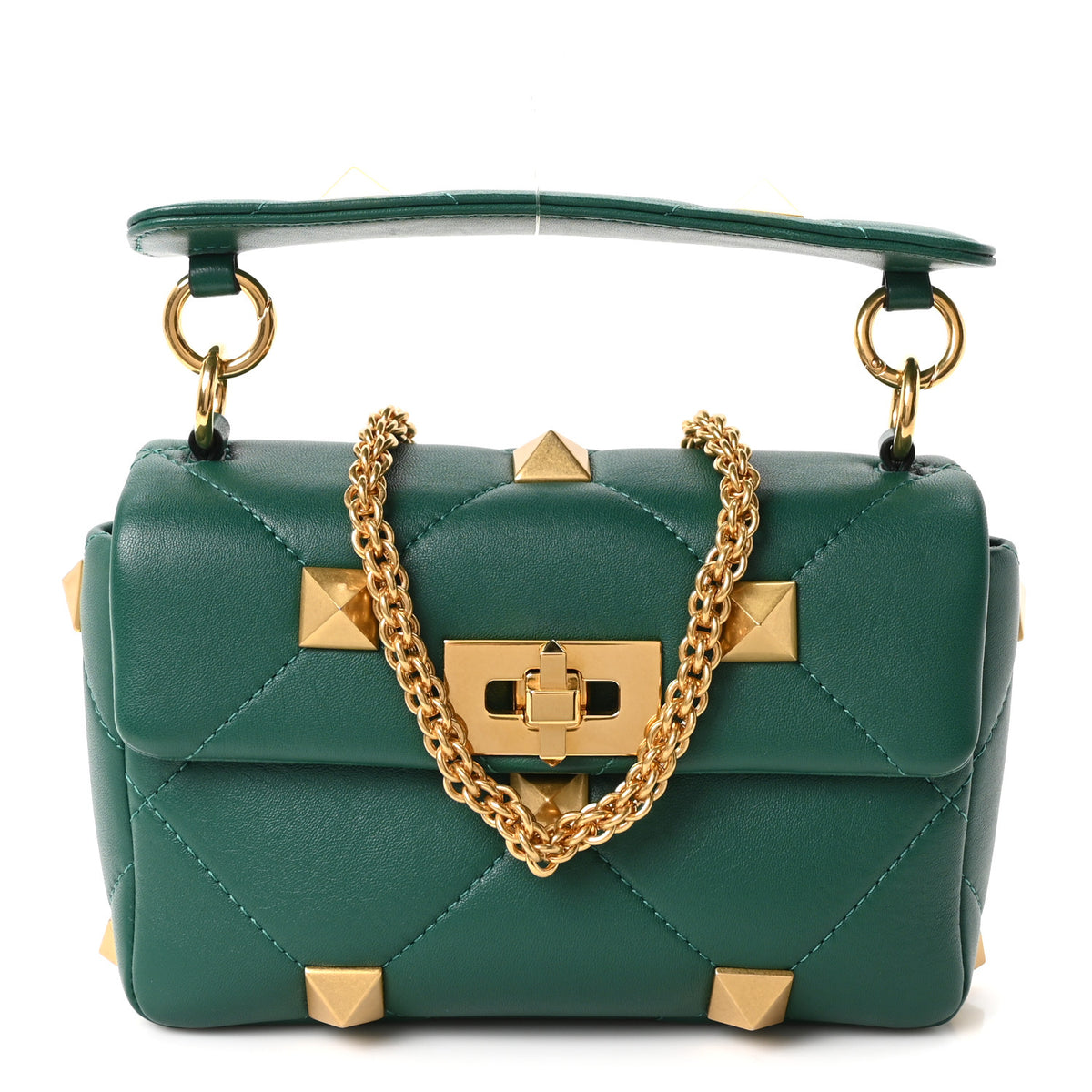 Valentino Garavani Nappa Small Roman Stud Shoulder Bag Jungle 1 of 9