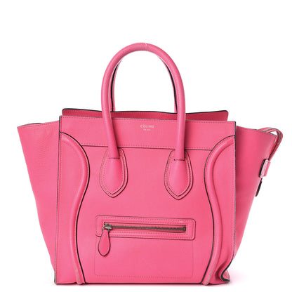 Celine Drummed Calfskin Mini Luggage Fluo Pink 1 of 20