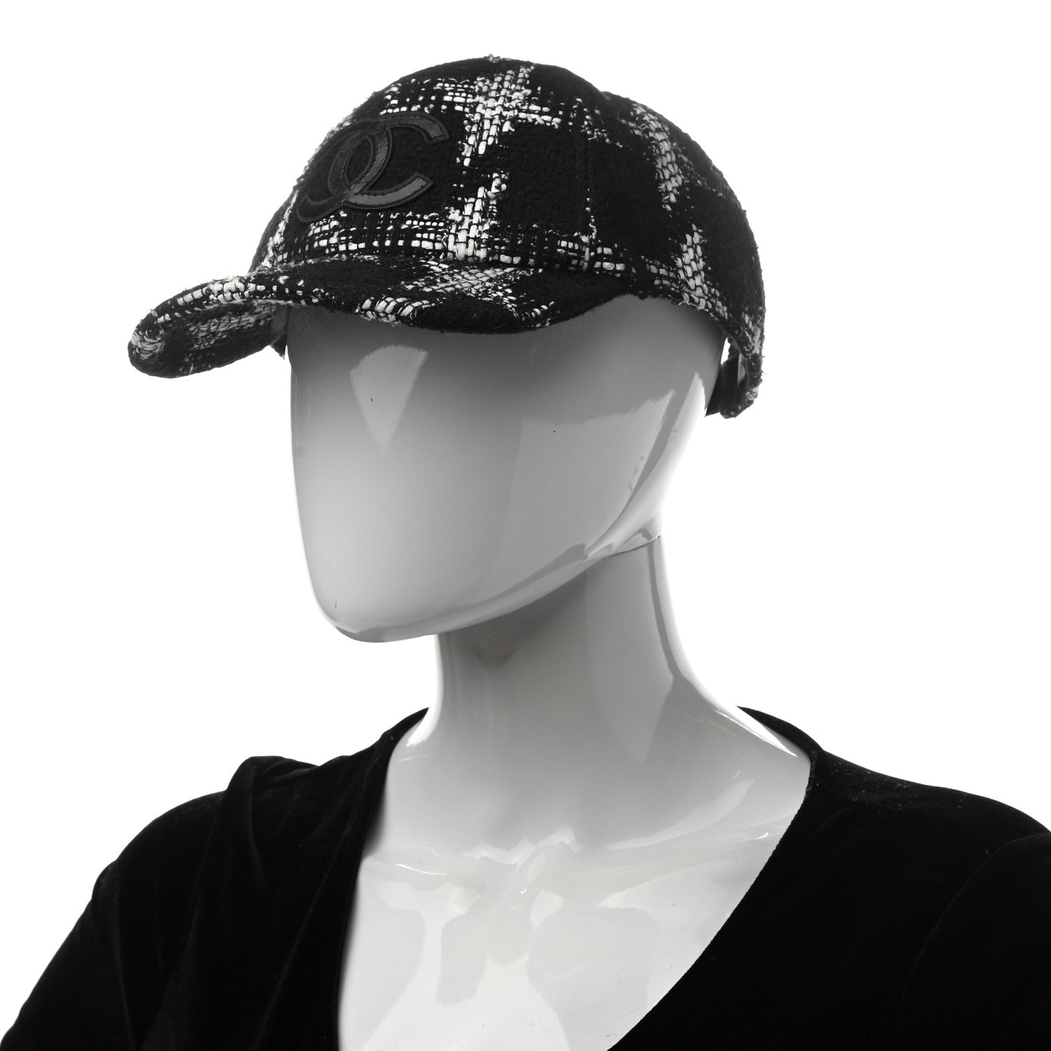 Chanel Tweed Cap Hat L Black White 2 of 8