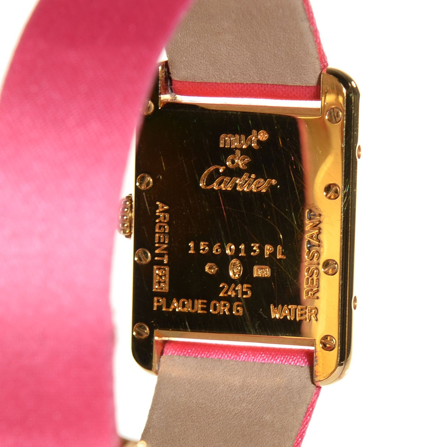 Sterling Silver Vermeil Satin 23mm Must de Cartier Tank Quartz Watch Pink